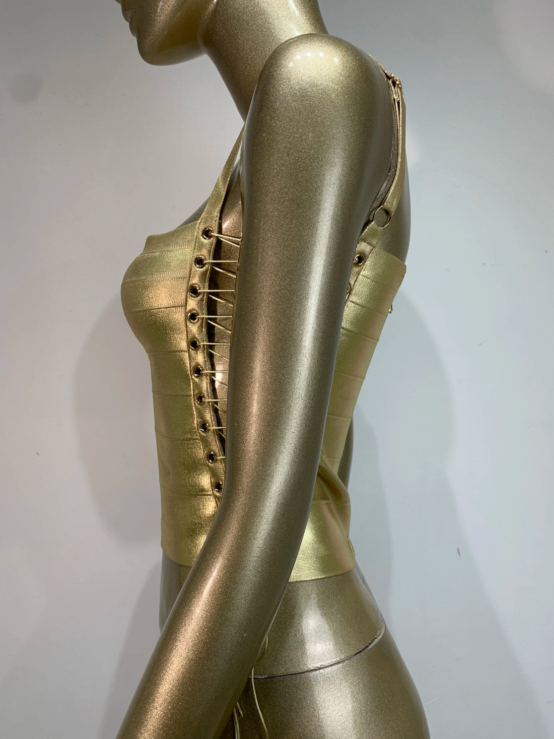 Metallic Bandage Lace Up Top
