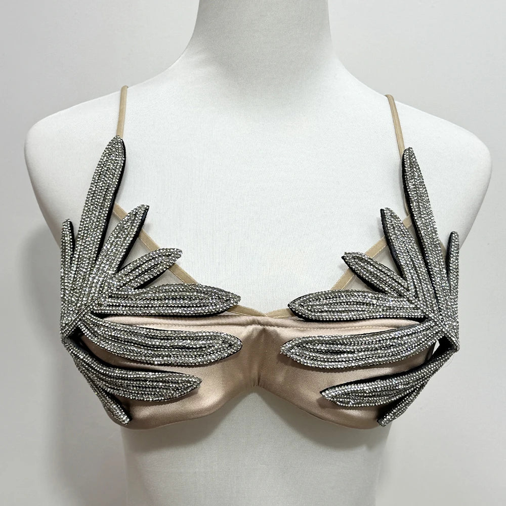 Leaf Rhinestone Bra - Festigal
