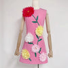A-Line Flower Applique Dress - Festigal