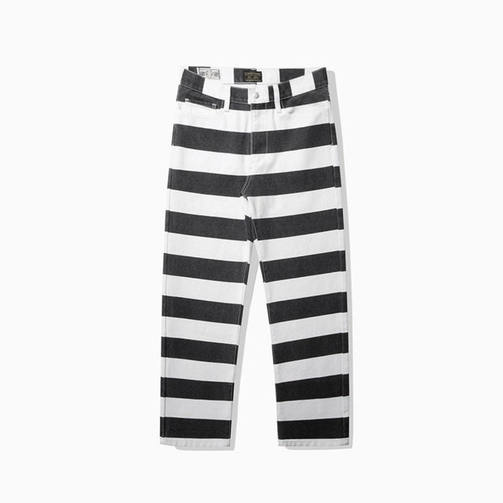 Monochrome Striped Canvas Trousers - Festigal