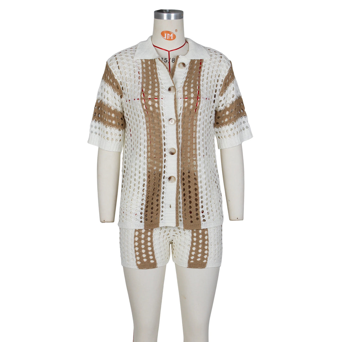 Striped Hollow Out Two-Piece Set - Festigal