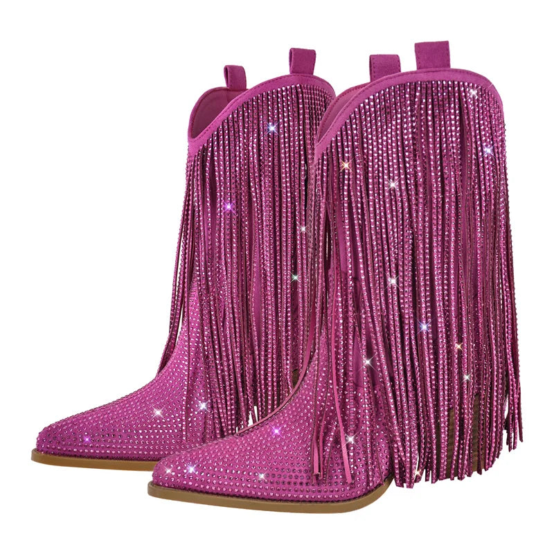 Tassel Rhinestone Cowgirl Boots
