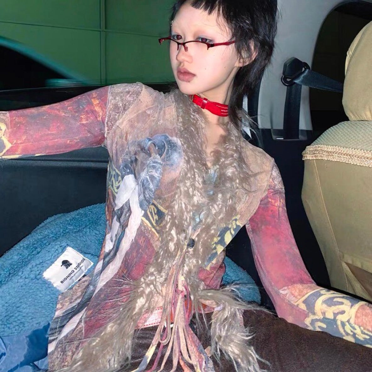 Afghan Shaggy Fur Trim Blouse - Festigal