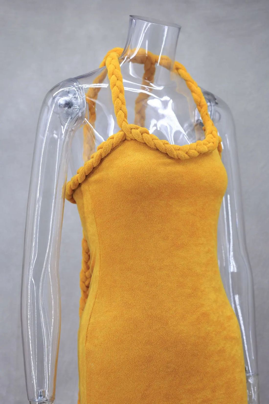 Orange Braided Fluffy Trim Dress - Festigal