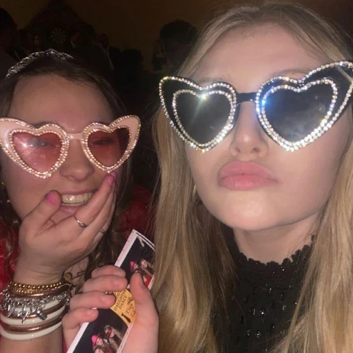 Heart Shaped Rhinestone Sunglasses - Festigal