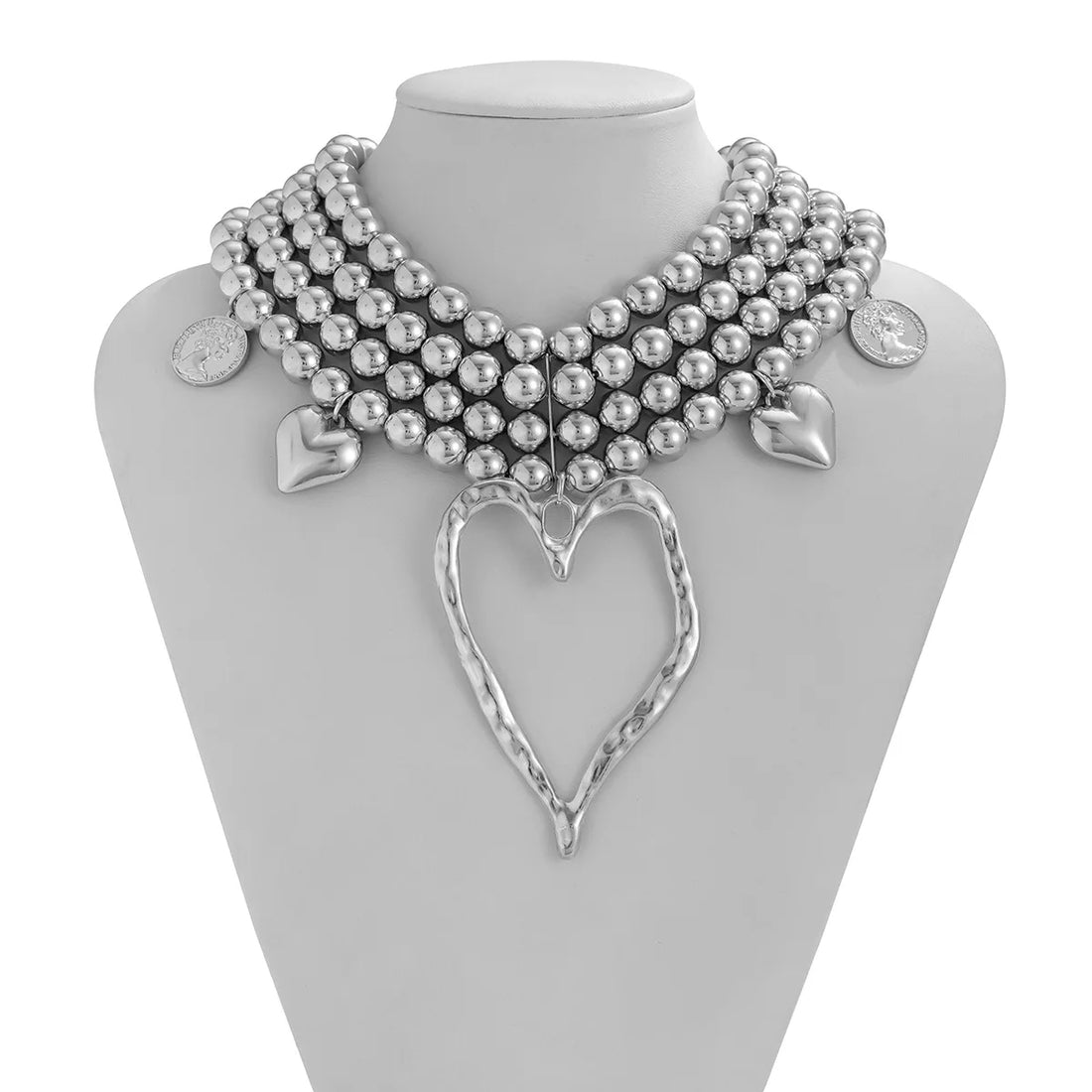 Multi-Layered Beaded Heart Necklace - Festigal