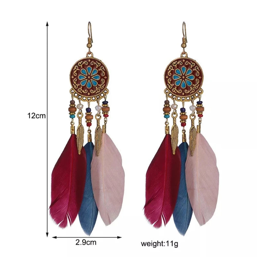 Boho Long Feather Earrings - Festigal