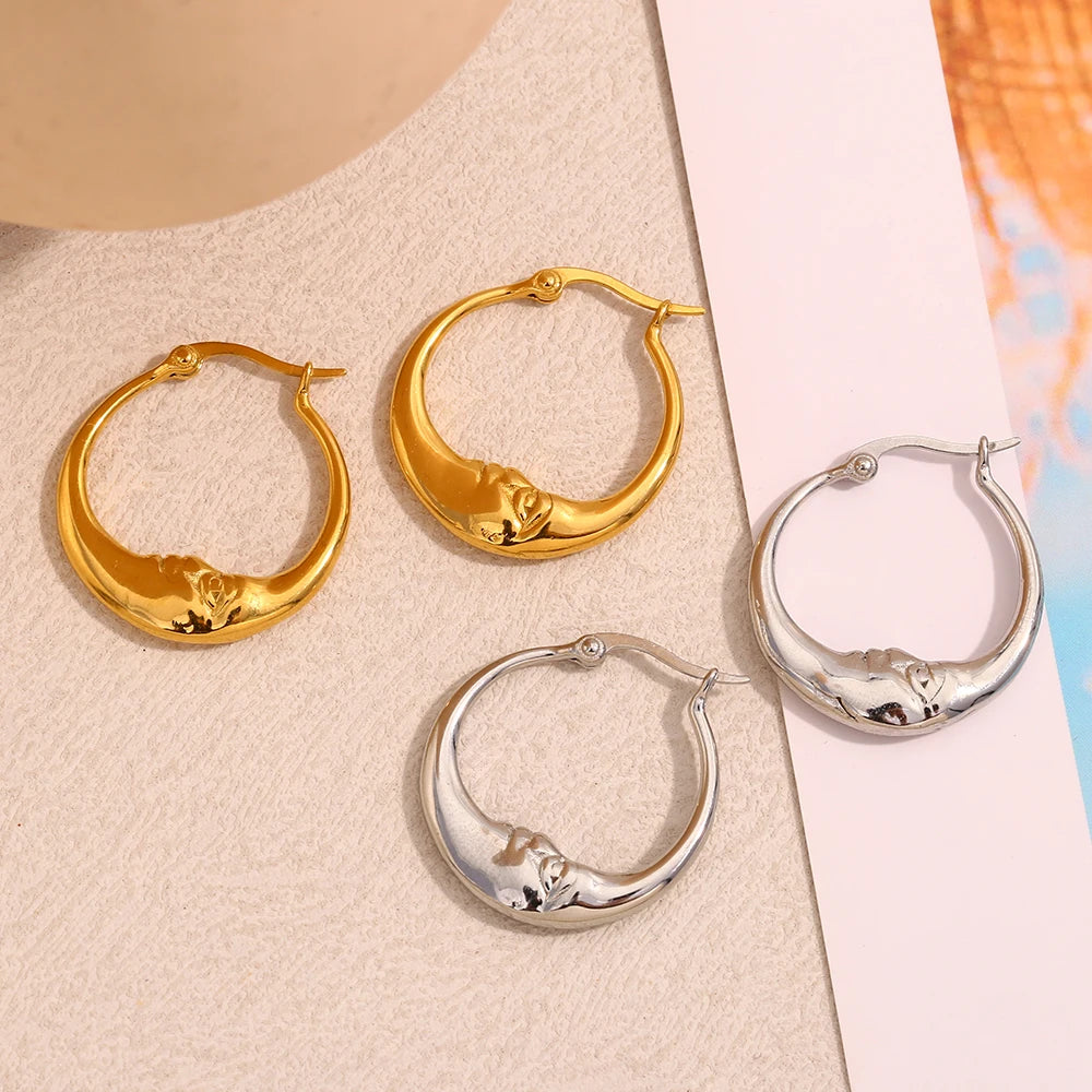 18K Gold Plated Moon Hoop Earrings