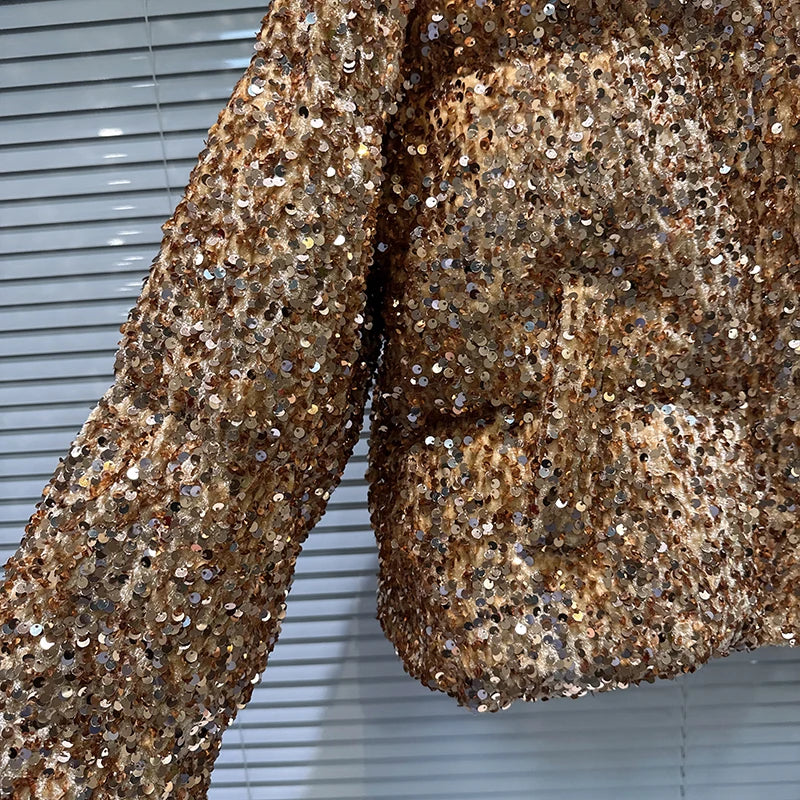Sequin Puffer Bomber Jacket
