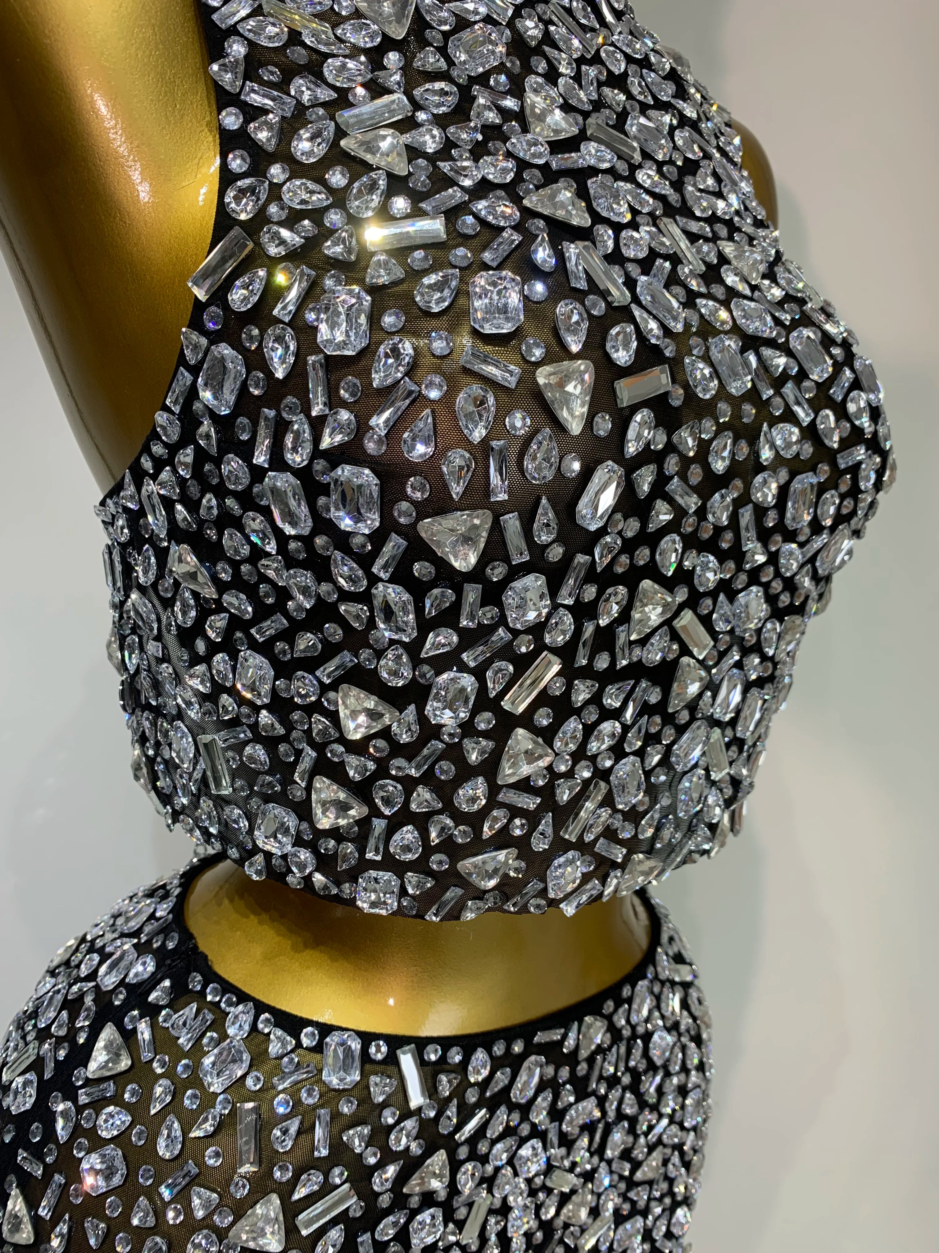 Rhinestone Tank Top & Mini Skirt Set