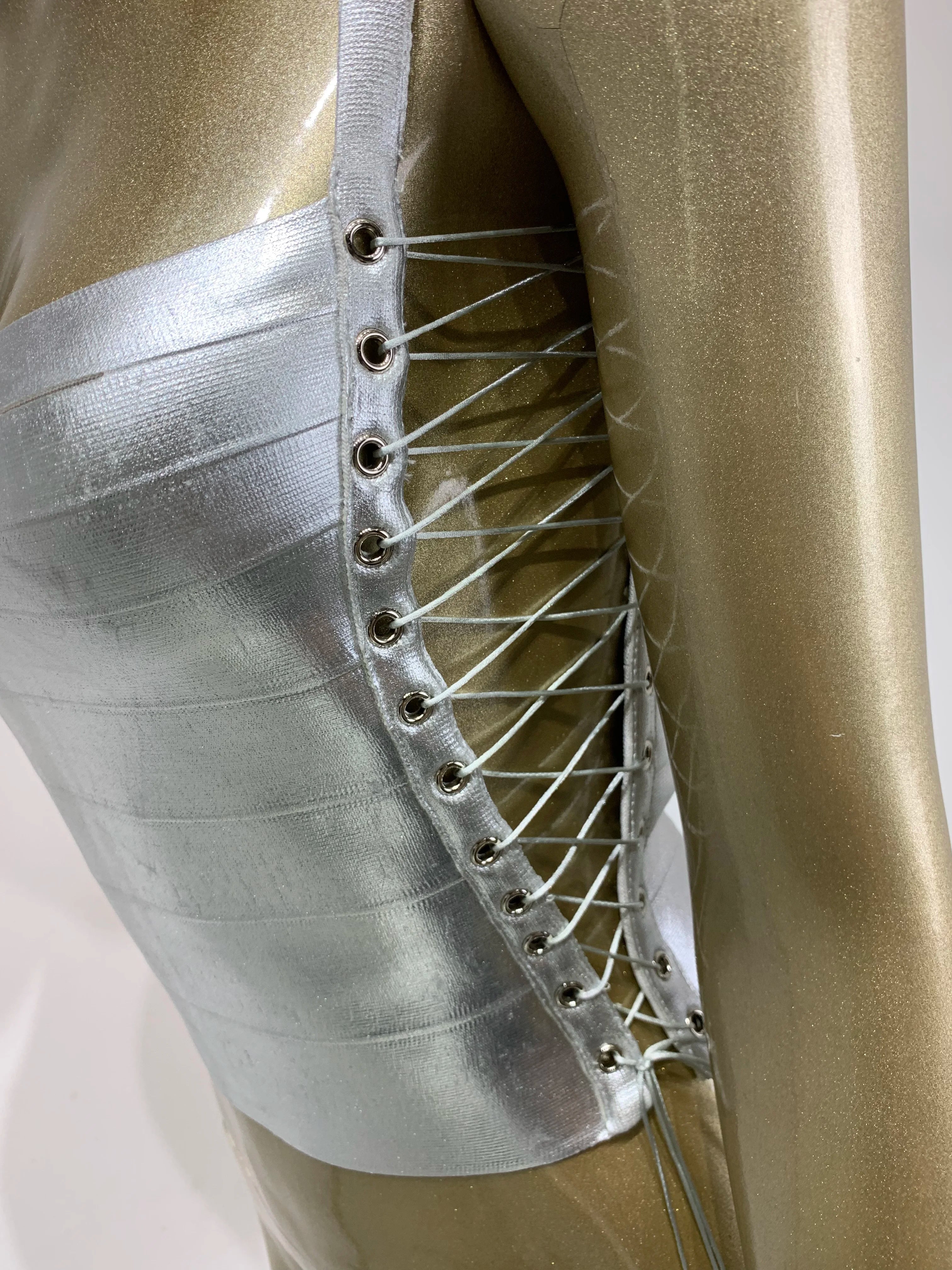 Metallic Bandage Lace Up Top