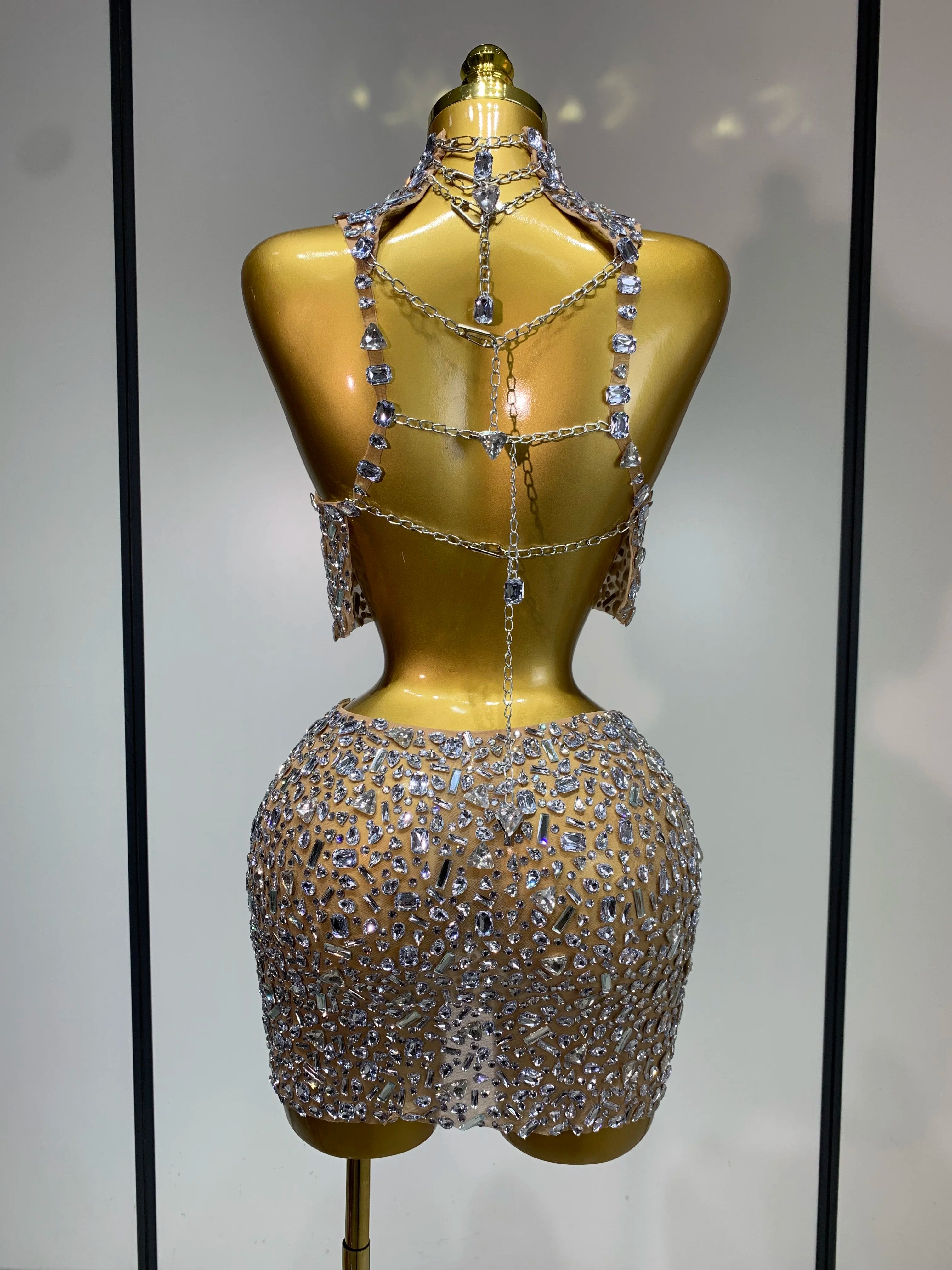 Rhinestone Tank Top & Mini Skirt Set