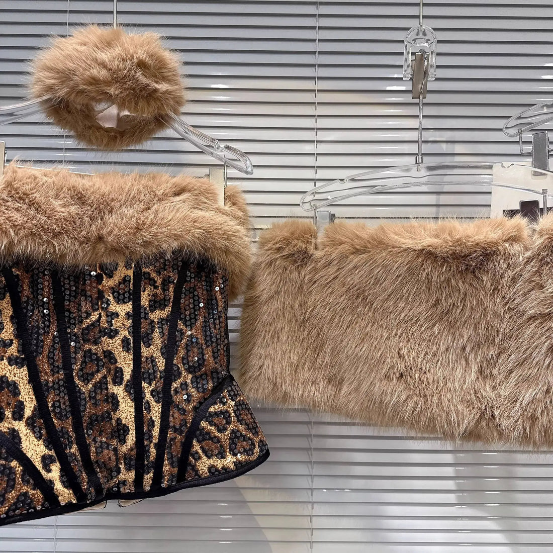 Leopard Print & Faux Fur Three Piece Set - Festigal