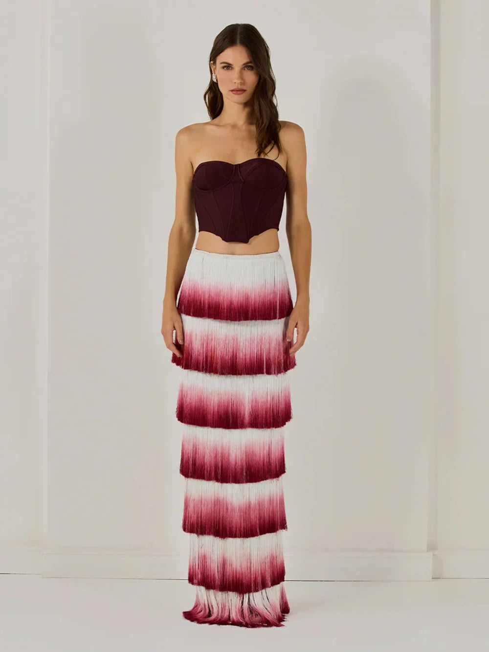 Gradient Top & Tassel Skirt Set - Festigal