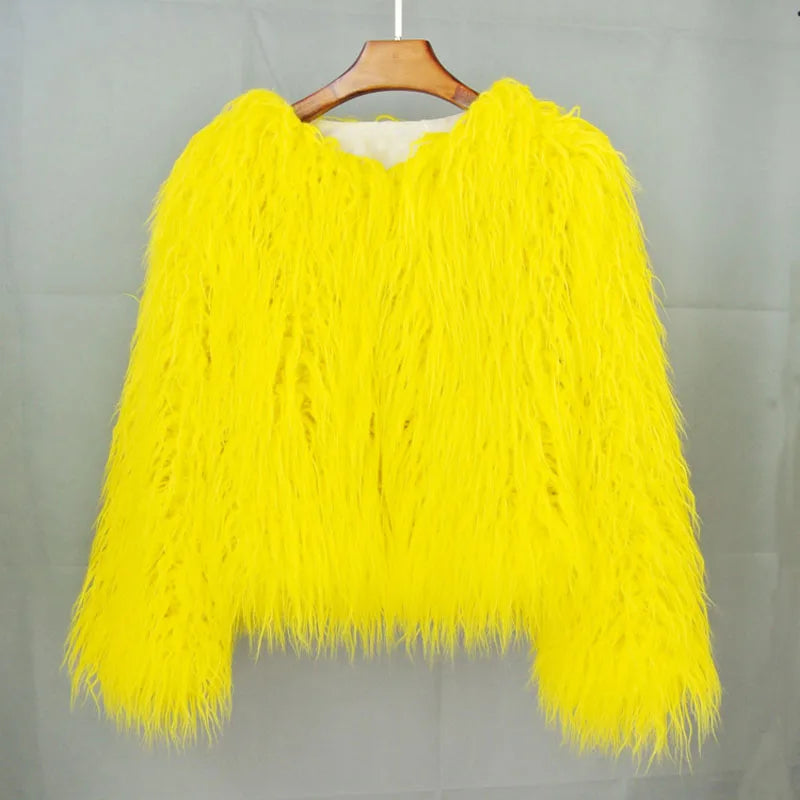 Shaggy Faux Fur Jacket Coat - Festigal