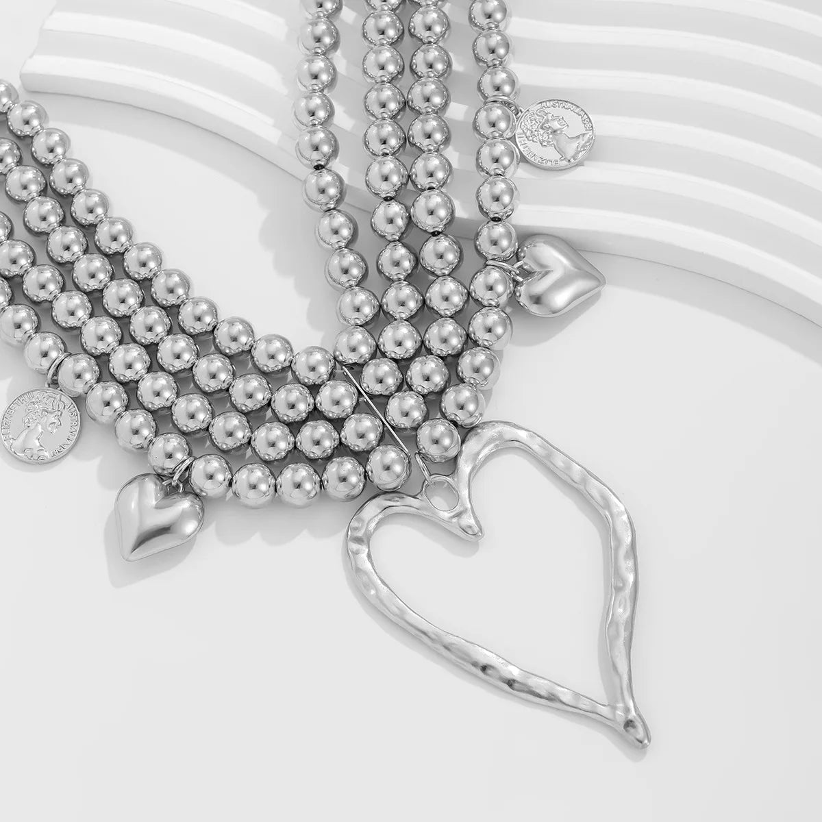 Multi-Layered Beaded Heart Necklace - Festigal