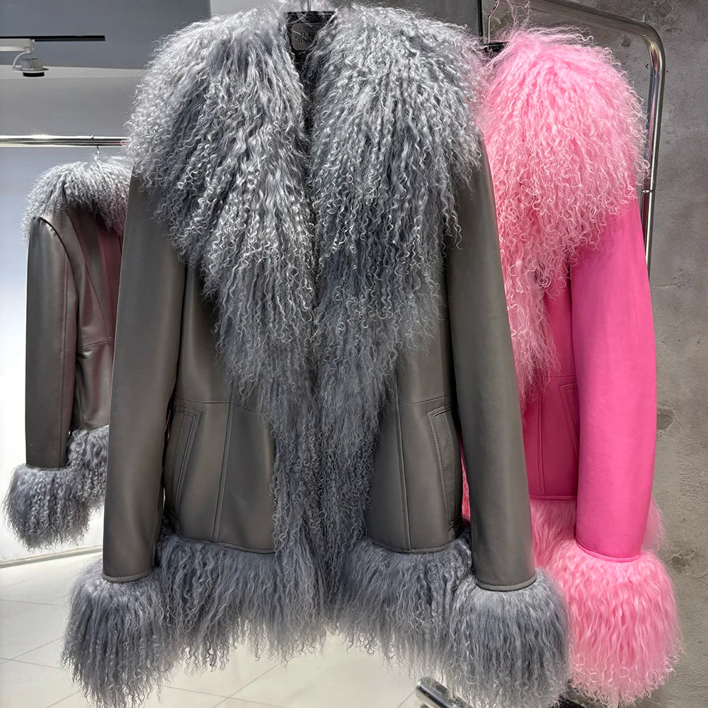 Suede Mongolian Fur Jacket