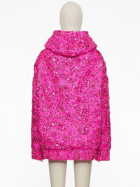 Pink Beaded Floral Hoodie