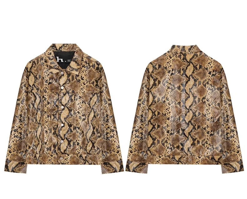 Faux Leather Men’s Snakeskin Jacket - Festigal