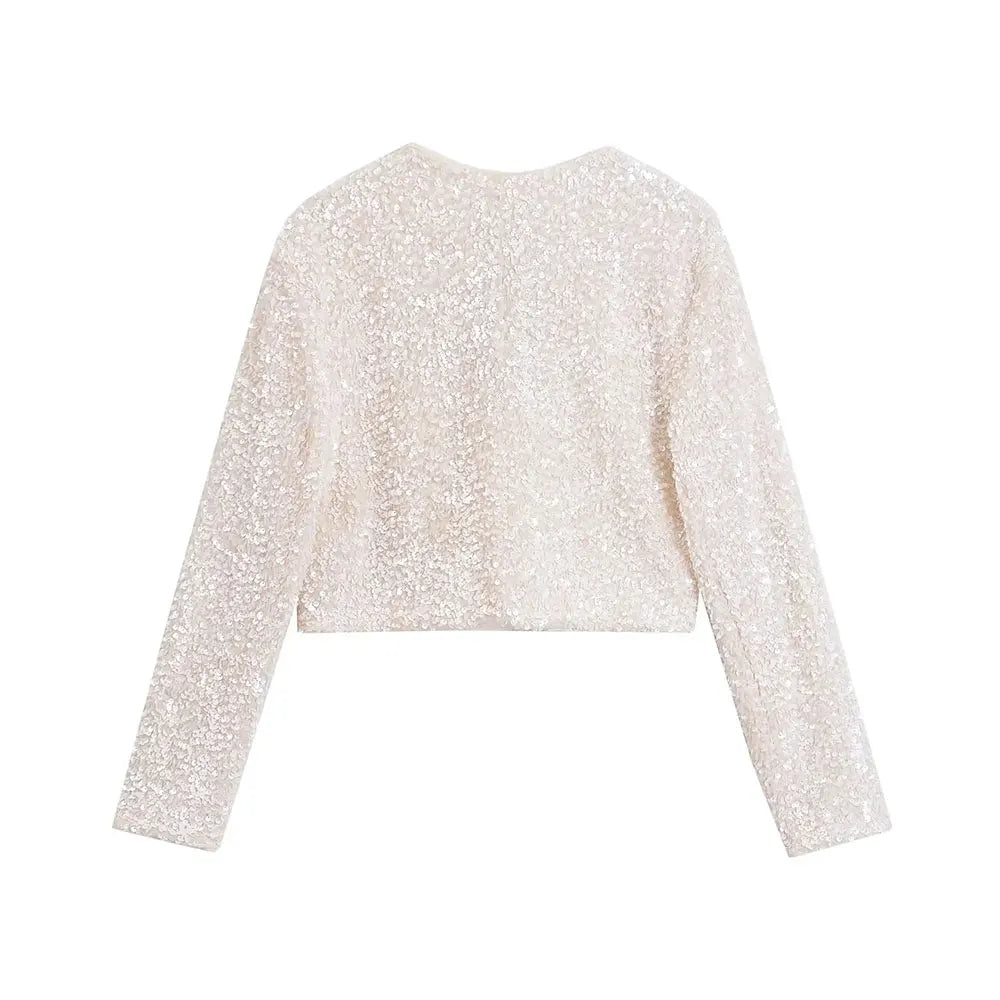 Sequin Cropped Bow Jacket - Festigal