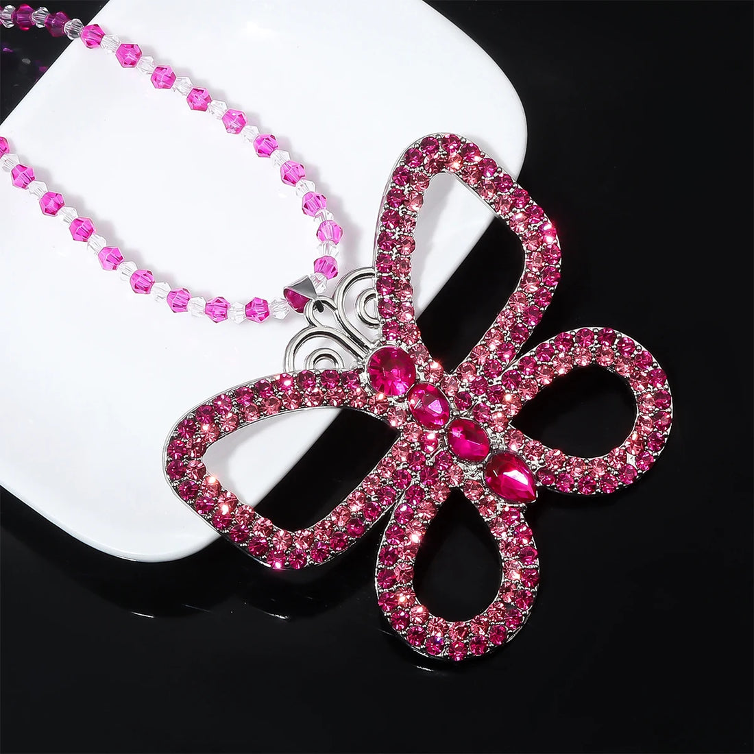 Rhinestone Butterfly Necklace - Festigal