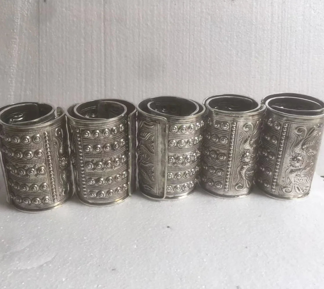 2 x Tibetan Floral Carved Bracelets - Festigal