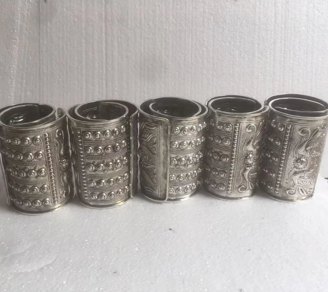 2 x Tibetan Floral Carved Bracelets - Festigal