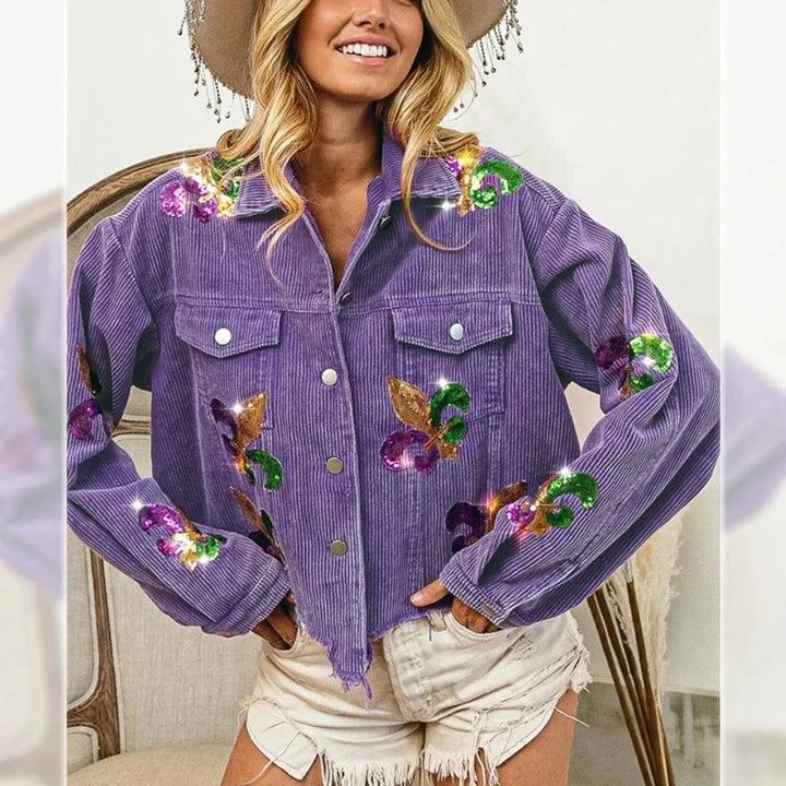 Floral Corduroy Casual Ripped Bomber Shirt -Jacket - Festigal