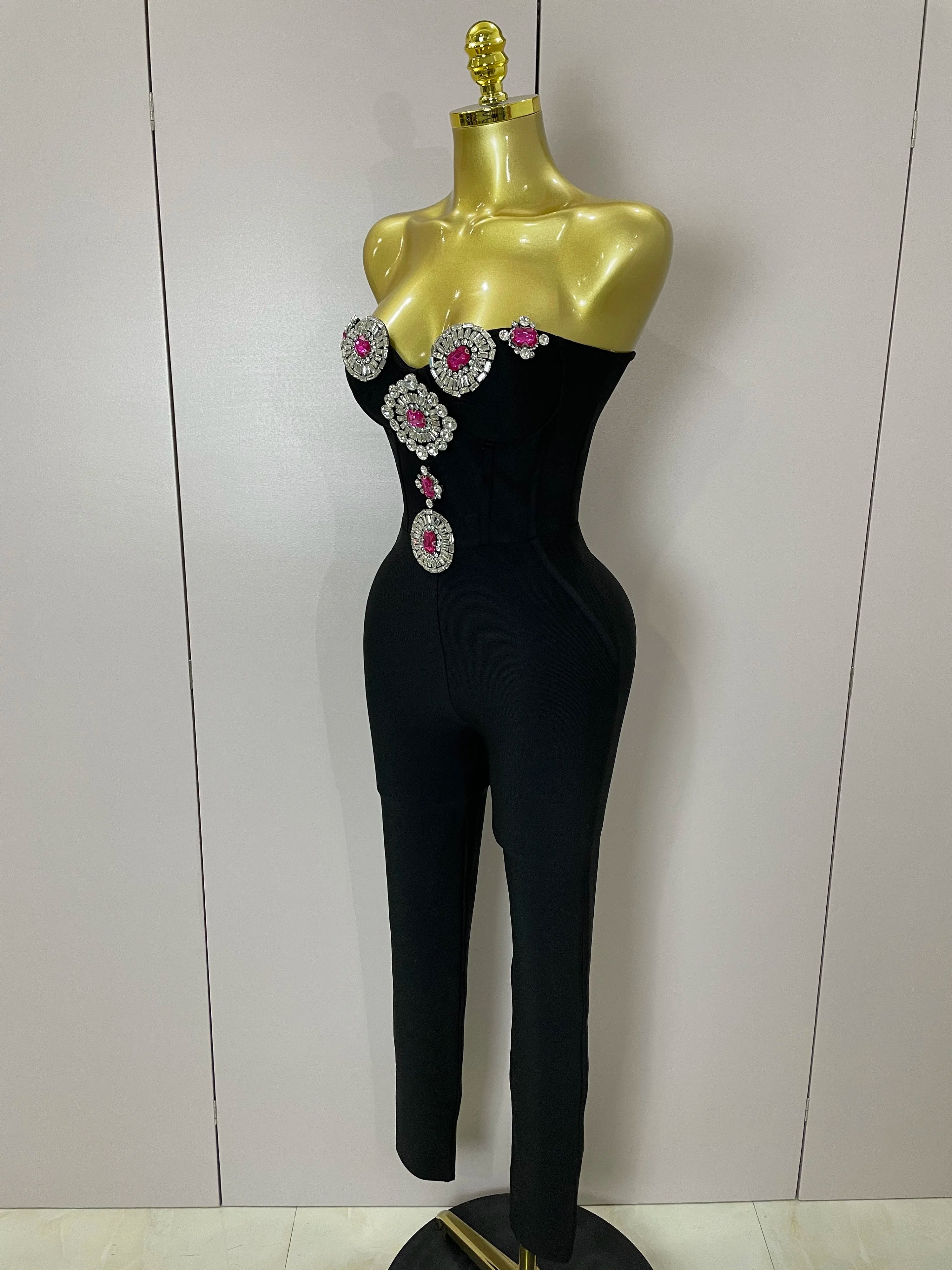 Rhinestone Bustier Bodysuit - Festigal
