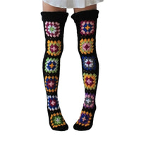 Granny Square Thigh High Socks