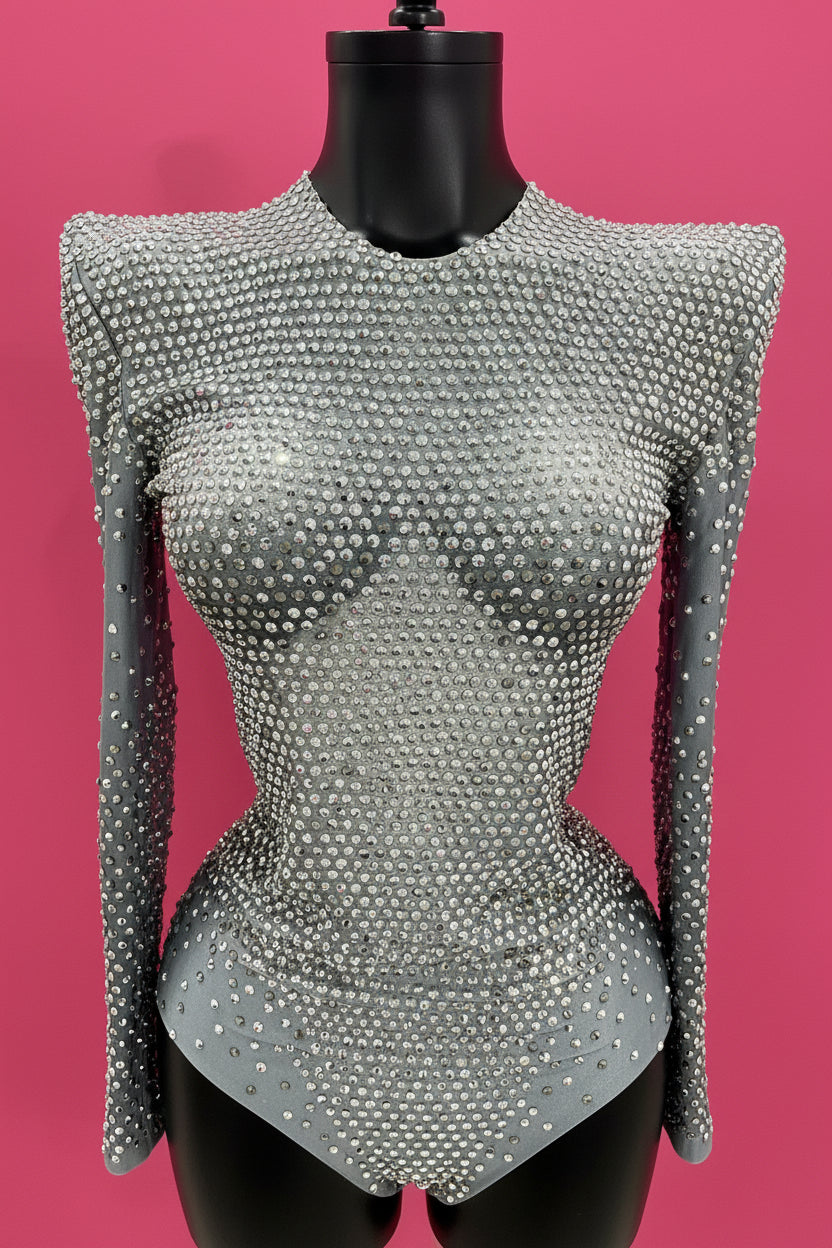 Rhinestone Long Sleeved Bodysuit