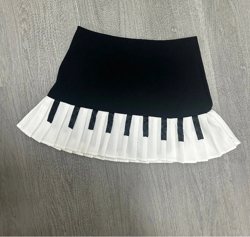 Piano Pleated Mini Skirt for Music Lovers - Festigal Fashion