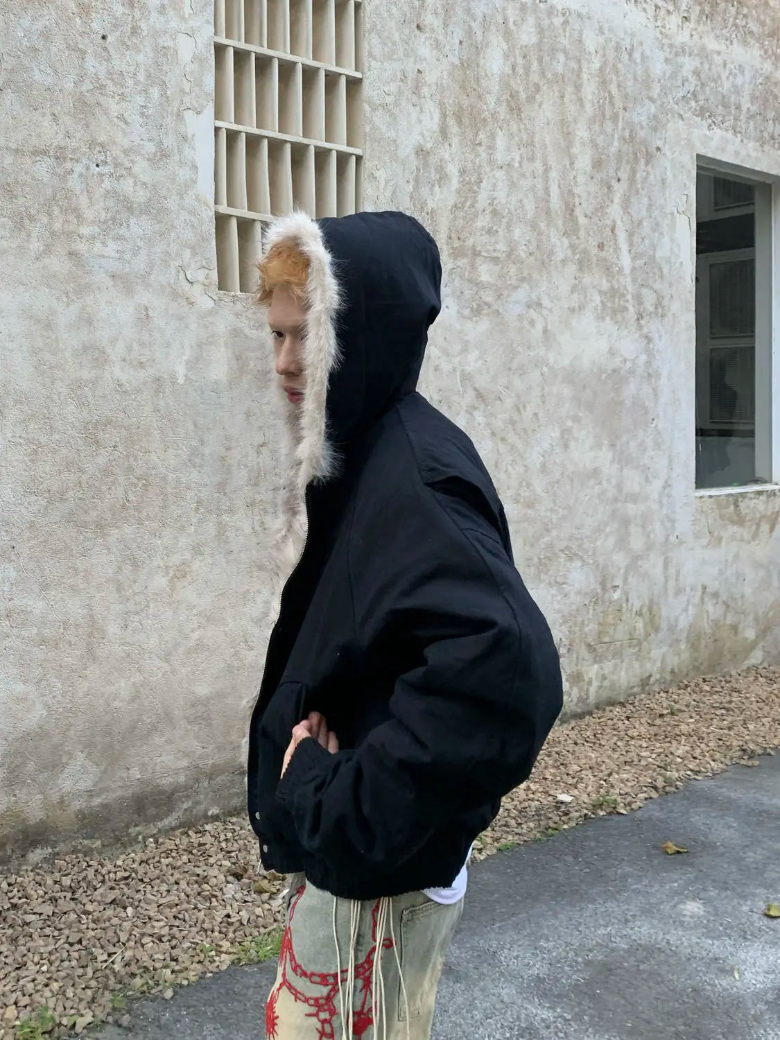 Men's Faux Fur Lined Bomber Jacket - Festigal