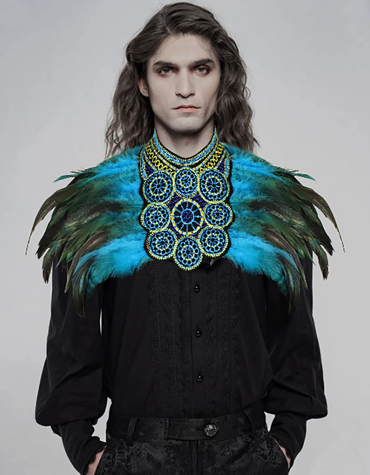 Men's Feather Embroidered Shawl