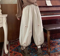 Corduroy Flower Wide Leg Pants