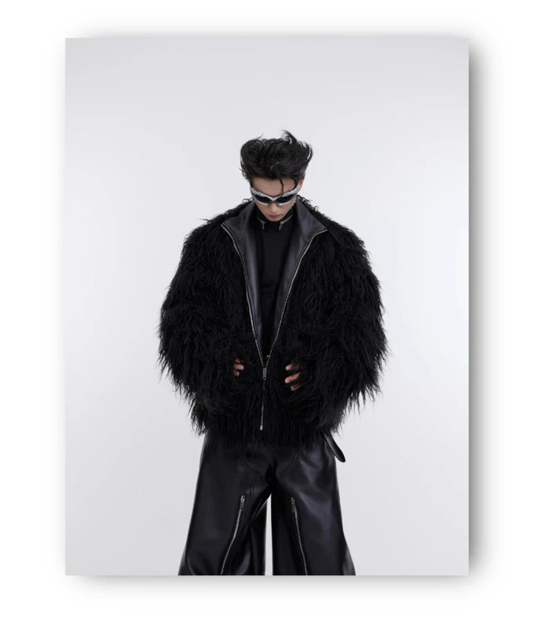 Men's Shaggy Faux Fur Jacket - Festigal