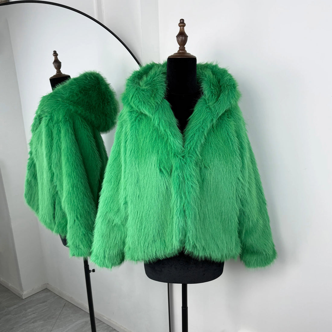 Cropped Faux Fur Bomber Jacket