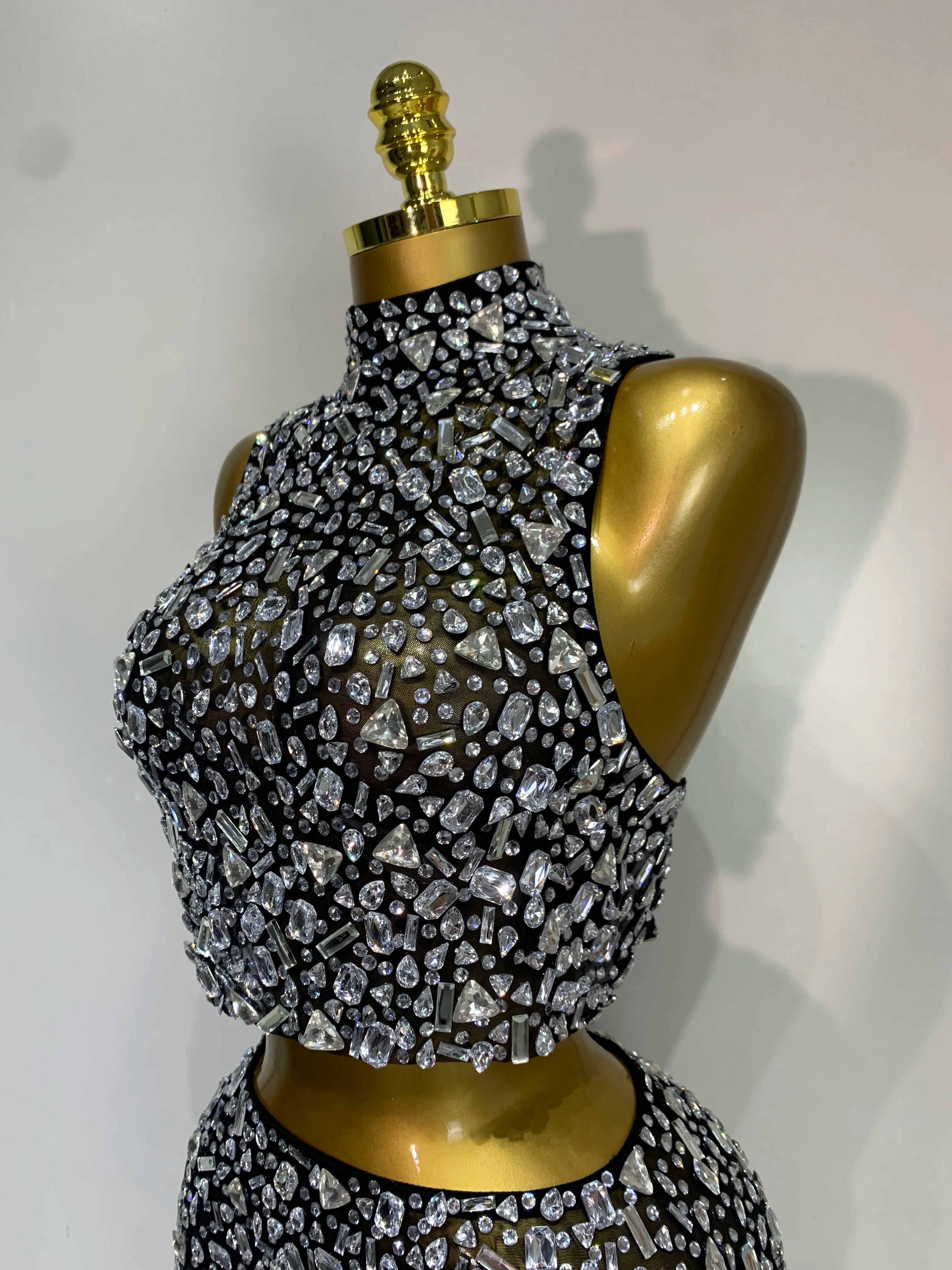 Rhinestone Tank Top & Mini Skirt Set