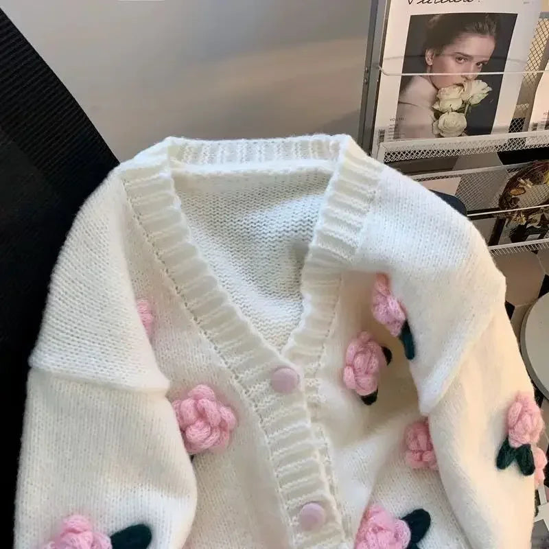 3D Flower Knit Cardigan - Festigal