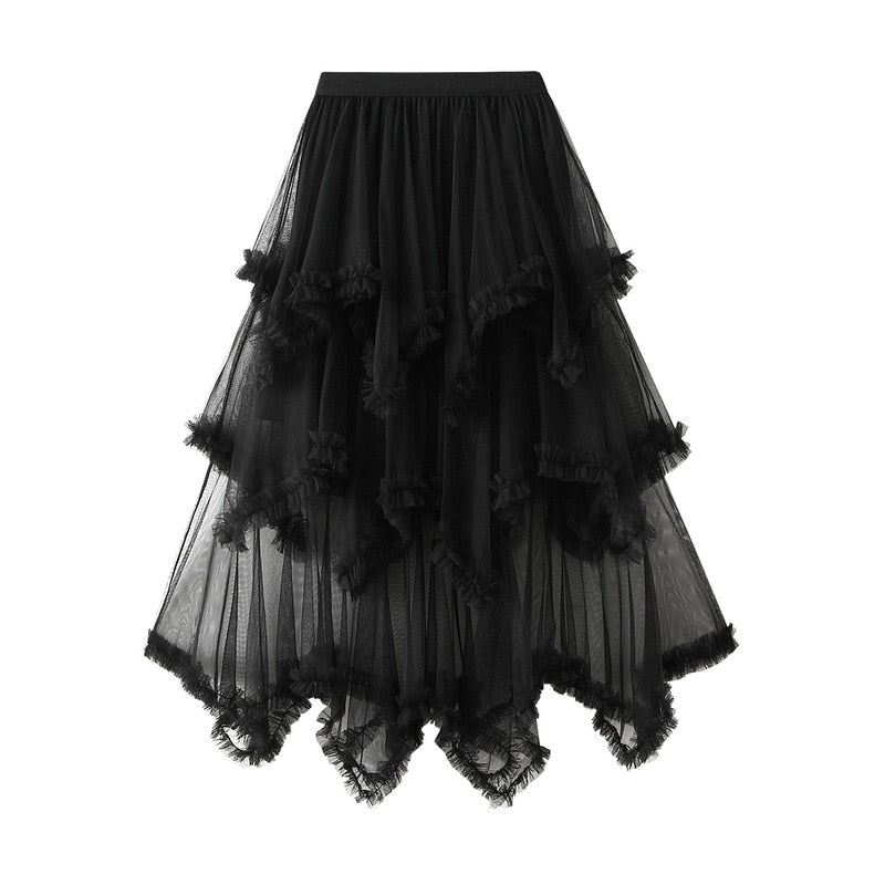 Gauze Asymmetrical Midi Skirt - Festigal