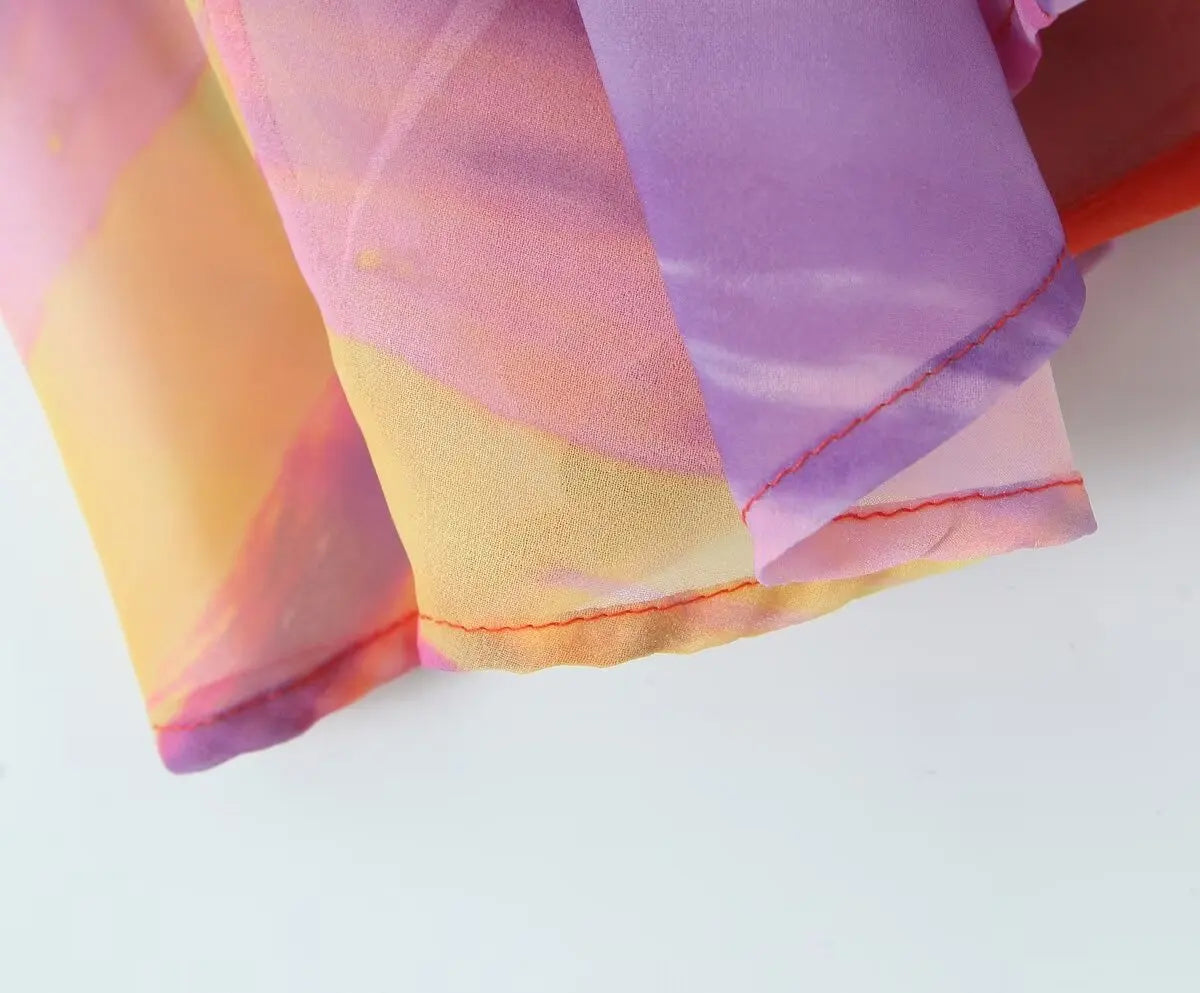 One Shoulder Orange Gradient Dress - Festigal