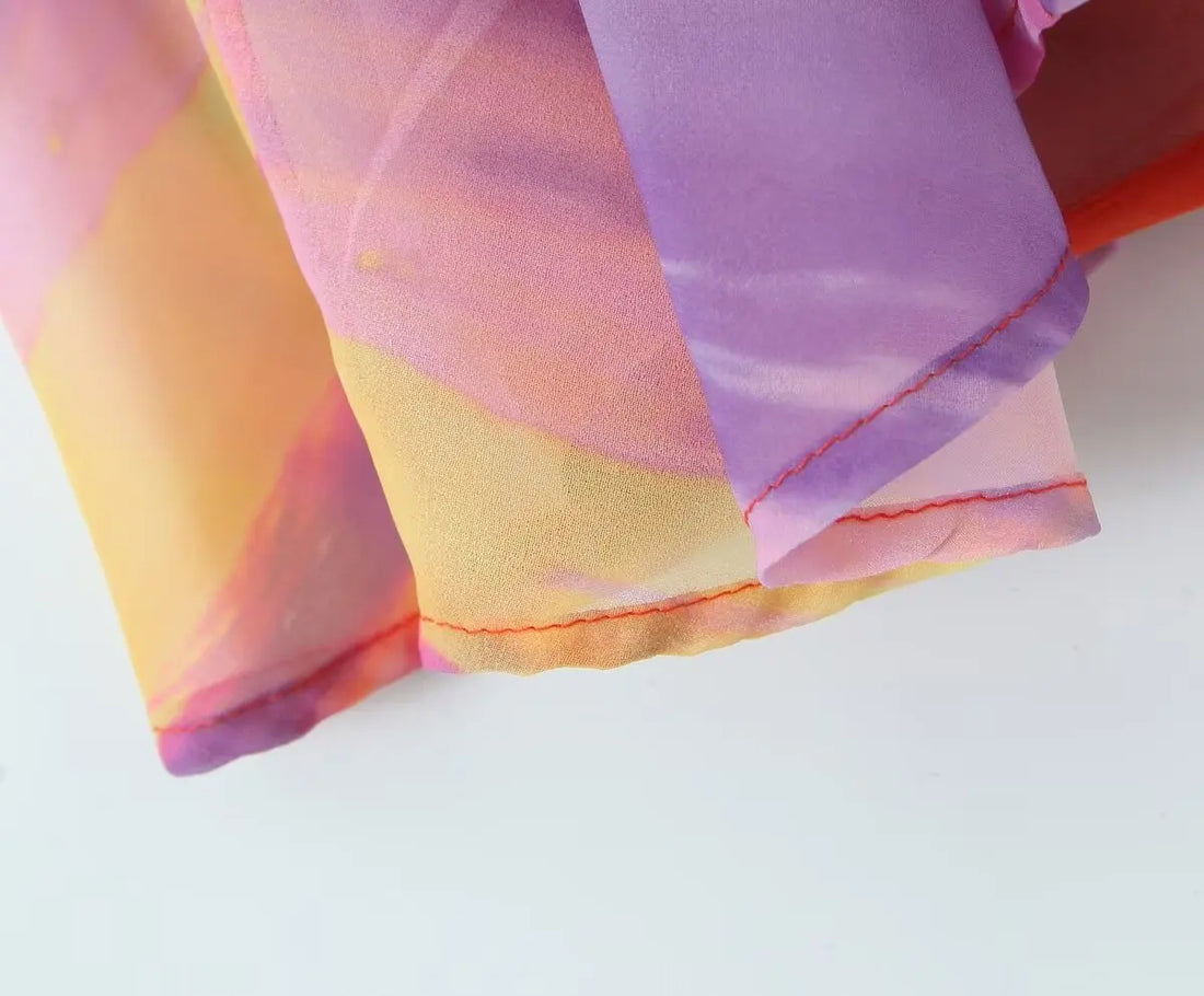 One Shoulder Orange Gradient Dress - Festigal