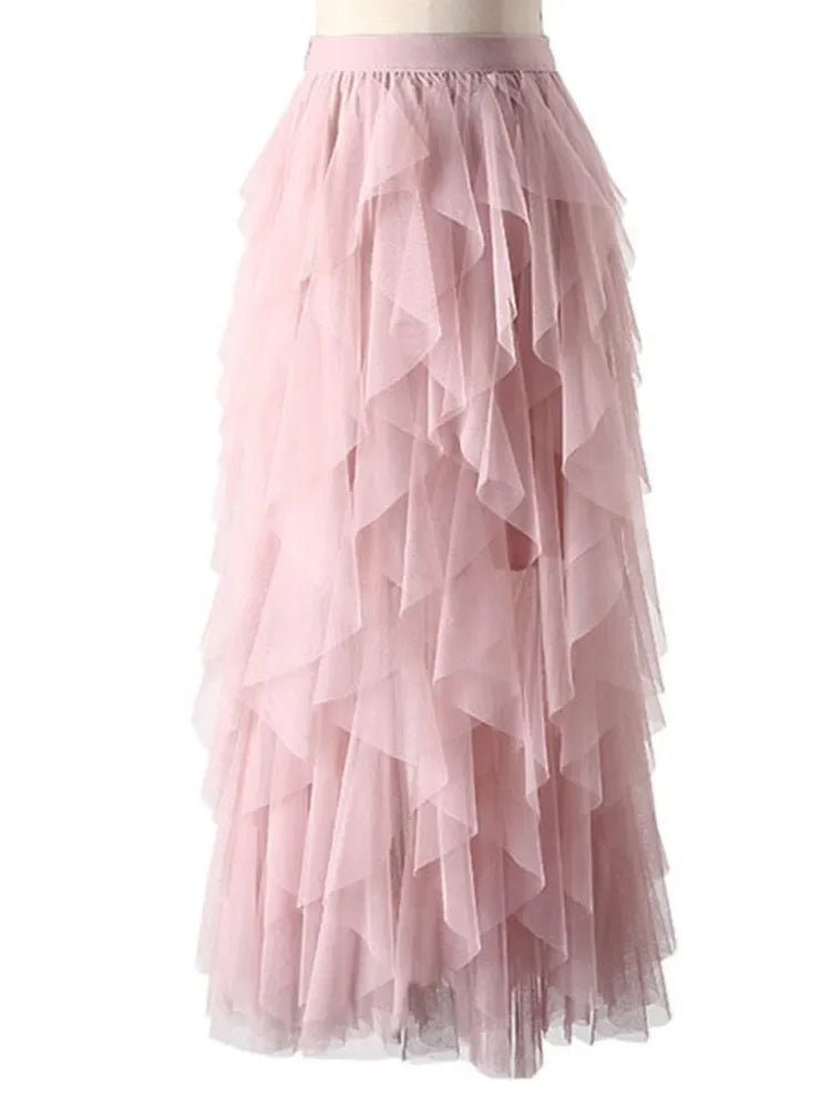 Ruffle Tulle Maxi Skirt - Festigal