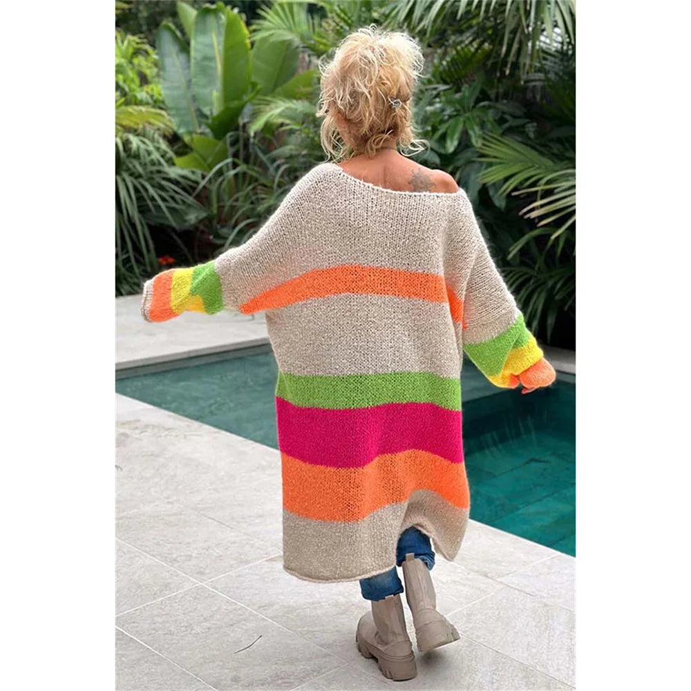 Knitted Oversized Peace Long Sweater Dress - Festigal