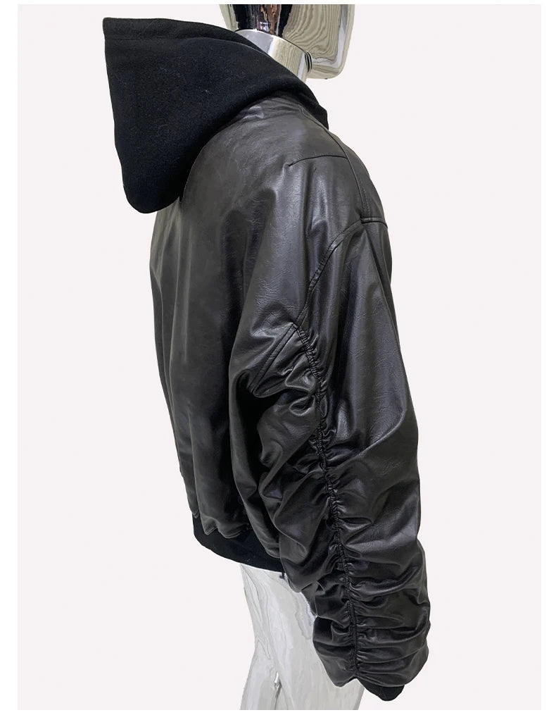 Men's Suede Hoodie Bomber Jacket - Festigal