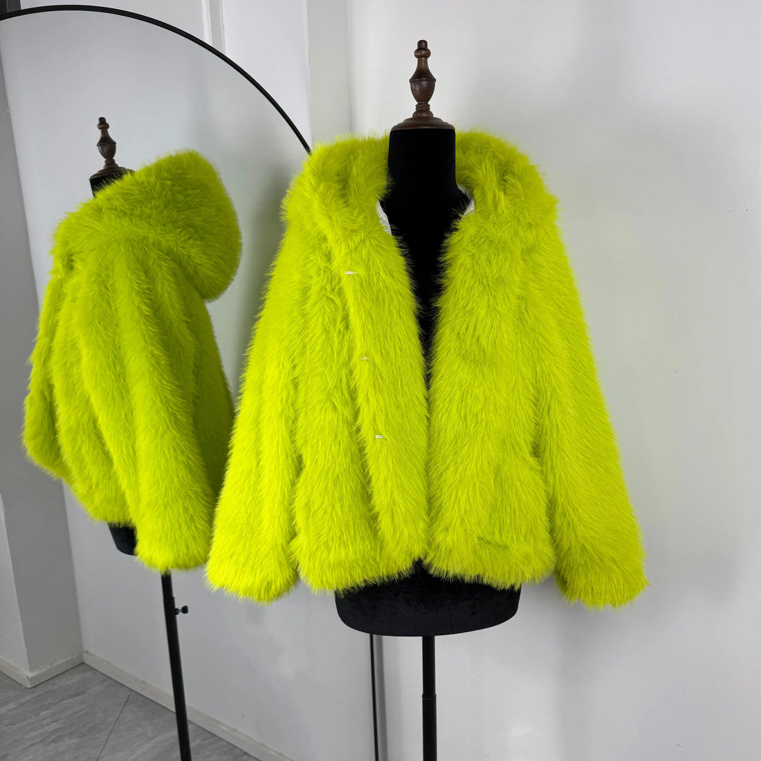 Cropped Faux Fur Bomber Jacket