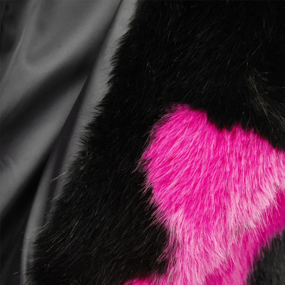 Faux Mink Fur Contrast Coat - Festigal