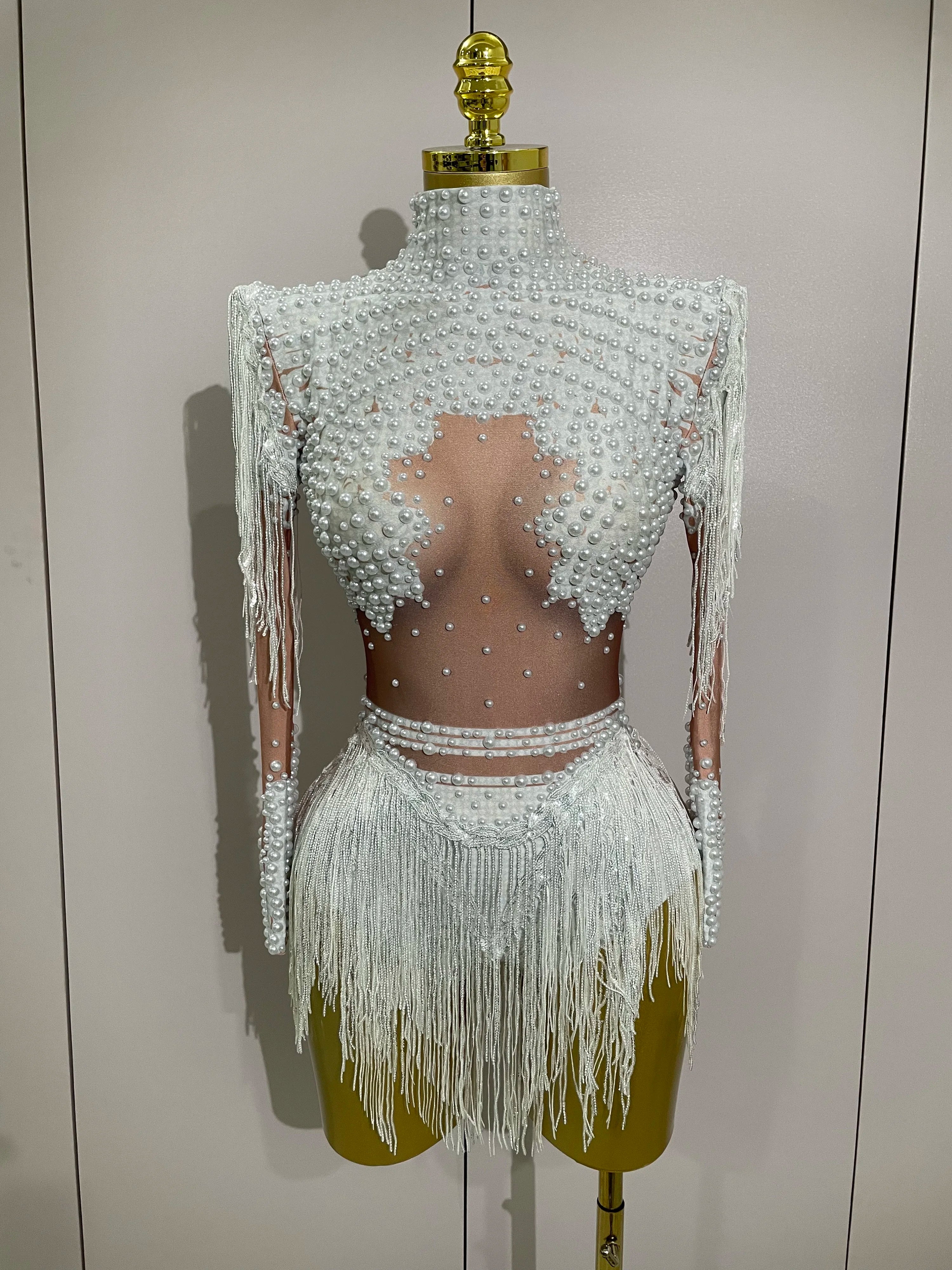 Rhinestone Tassel Bodysuit - Festigal