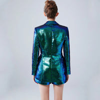 Glitter Sequinned Blazer Shorts Suit - Festigal