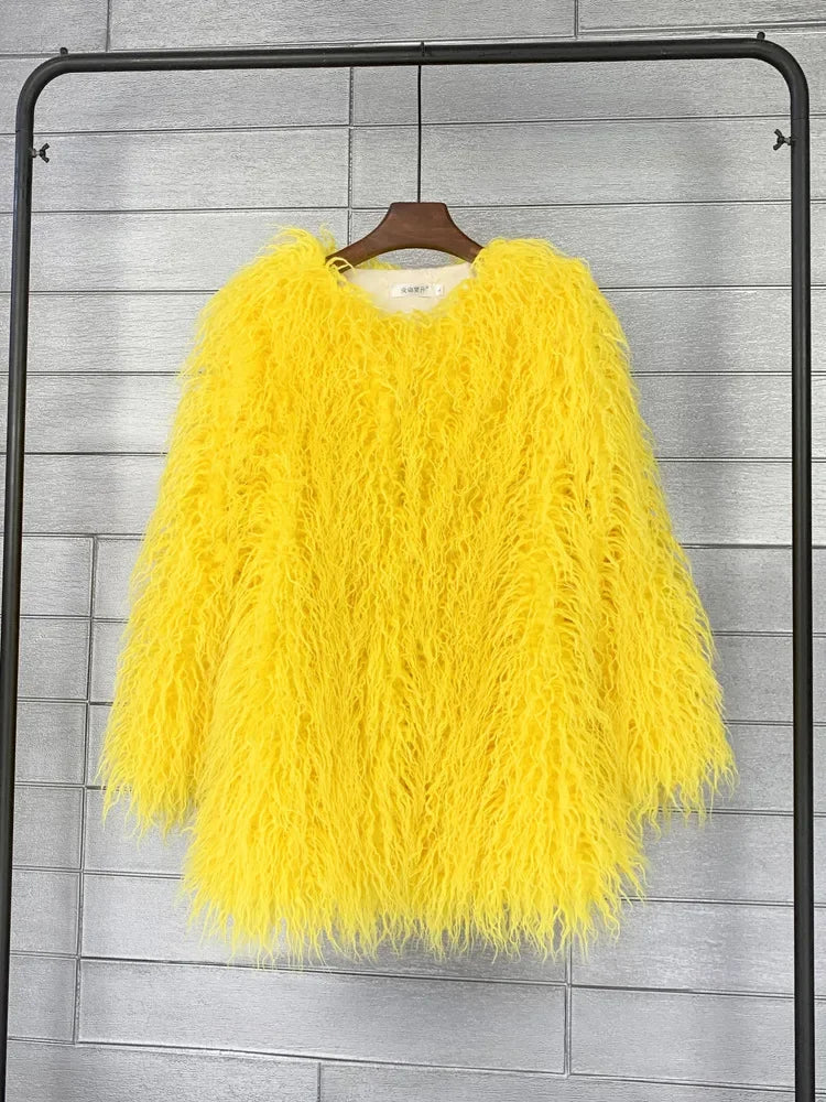 Faux Mongolian Fur Jacket - Festigal